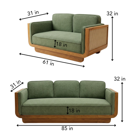 Hanoi Modern Wooden Sofa – Ready to Dispatch Luxury Couch with Woven Side Panels for Living Room