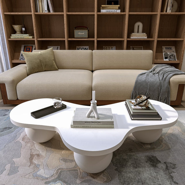 Aras River Flow Mid Century Modern Japandi Walnut Center Table with Organic Sculptural Legs for Living Room - Uber Decor