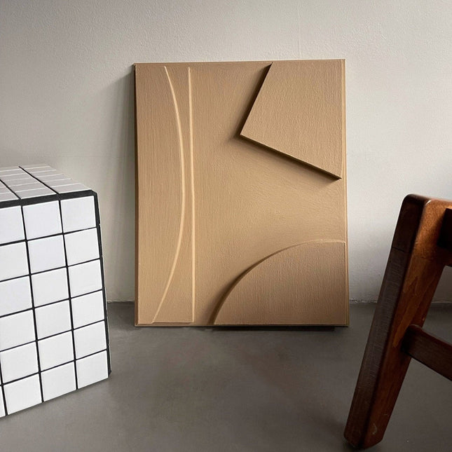 Modern Monochromatic Shapes Wooden Wall Art - Contemporary Abstract Texture 3D Wall Art - Wood Wall Sculpture Minimal Wall Decor - Uber Decor