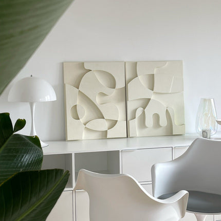 Set of 2 Modern Cascade Wooden Wall Art - Contemporary Abstract Texture 3D Wall Art - Wood Wall Sculpture Minimal Wall Decor - Uber Decor