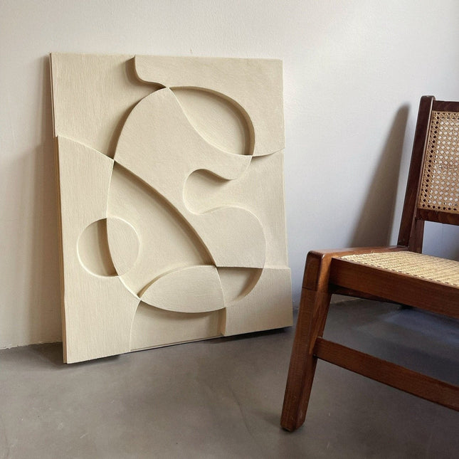 Art Deco Layer Wooden Wall Art - Contemporary Abstract Texture 3D Wall Art - Wood Wall Sculpture Minimal Wall Decor - Uber Decor