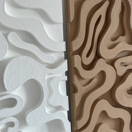 Set of 2 Linear Flow Wooden Wall Art - Contemporary Abstract Texture 3D Wall Art - Wood Wall Sculpture Minimal Wall Decor - Uber Decor