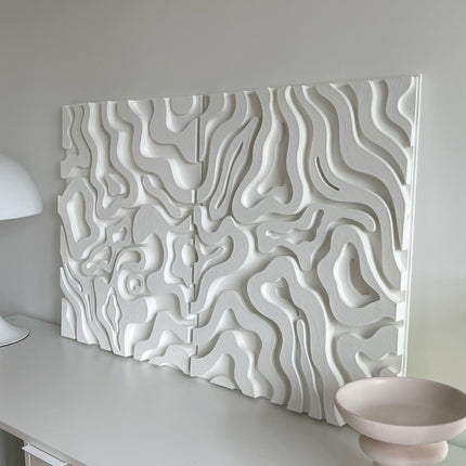 Set of 2 Linear Flow Wooden Wall Art - Contemporary Abstract Texture 3D Wall Art - Wood Wall Sculpture Minimal Wall Decor - Uber Decor