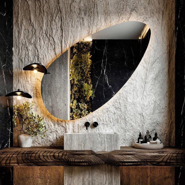 Angela Asymmetrical Irregular LED Vanity Wall Mirror - Uber Decor