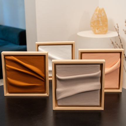 Ripple Tile Wall Art 12x12 inch - 3D Wood Wall Sculpture Minimal Wall Decor - Uber Decor