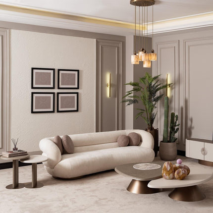 SereneCurve Luxury Boucle Couch - Contemporary 3-Seater Sofa with Modern Design - Uber Decor
