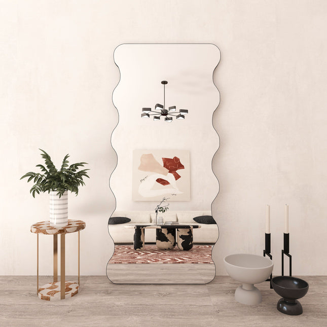 Zylo Frameless Wavy Full Length Wall Mirror for Bedroom - Uber Decor