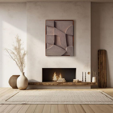Rustic Tide Wooden Wall Art - Contemporary Abstract Texture 3D Wall Art - Wood Wall Sculpture Minimal Wall Decor - Uber Decor