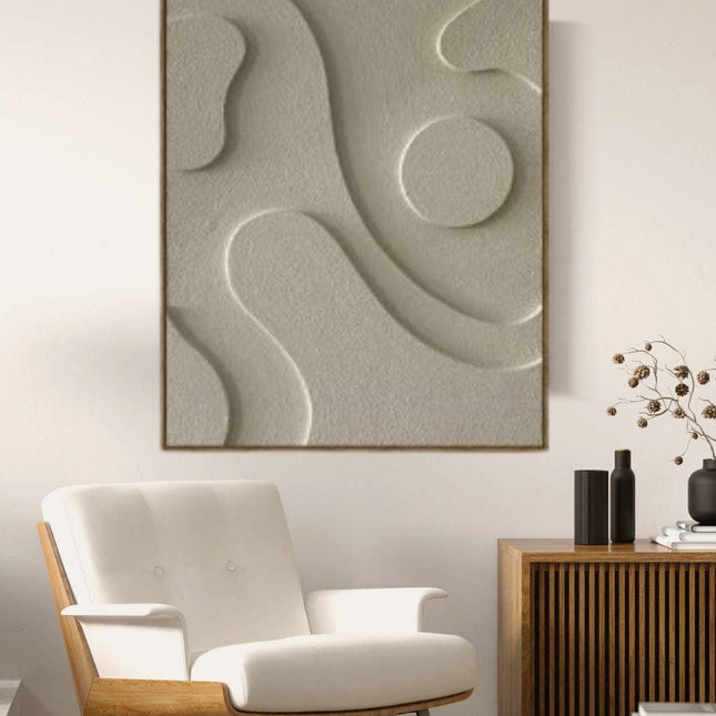 White Modern Relief Painting - Contemporary Abstract Texture 3D Wall Art - Wood Wall Sculpture Minimal Wall Decor - Uber Decor