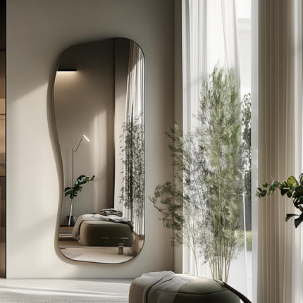 Bonita Irregular Full Length Curved Frameless Wall Mirror - Uber Decor