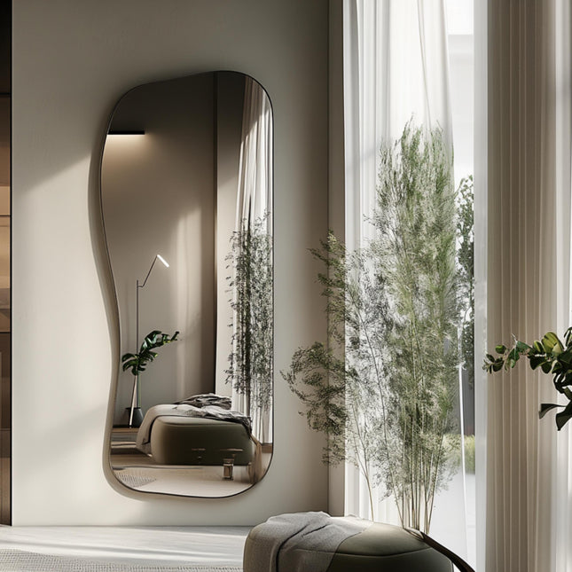 Bonita Irregular Full Length Curved Frameless Wall Mirror - Uber Decor