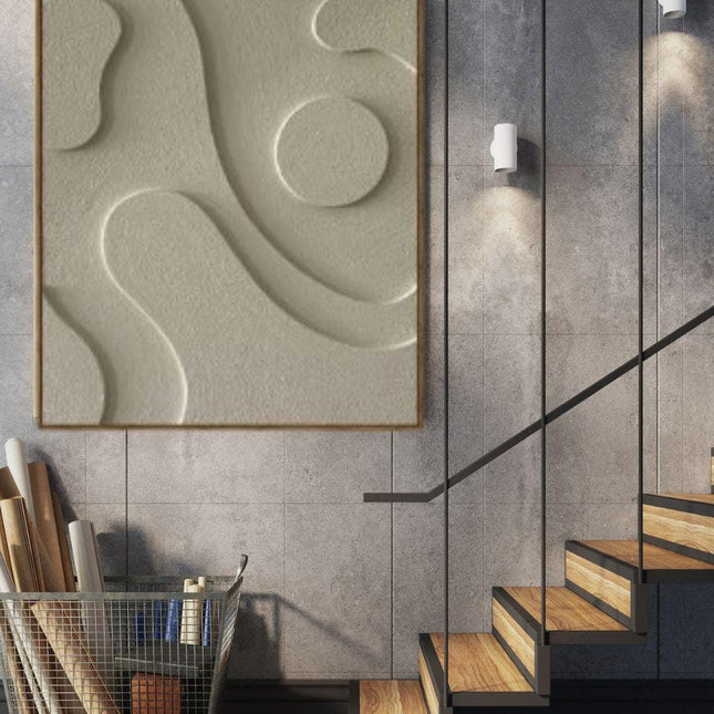 White Modern Relief Painting - Contemporary Abstract Texture 3D Wall Art - Wood Wall Sculpture Minimal Wall Decor - Uber Decor