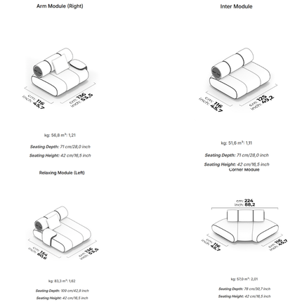 Alicante Luxury Modern Modular Sofa with Rounded Cushion Design Customisable Designer Couch for Premium Lounge Spaces