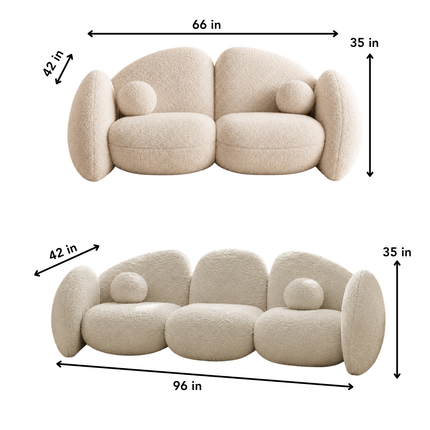 Rumi Modern Wabi Sabi Pebble Sofa, Luxury Sculptural Sofa for Living Room, Lounge Area, Bedroom, Waiting Space