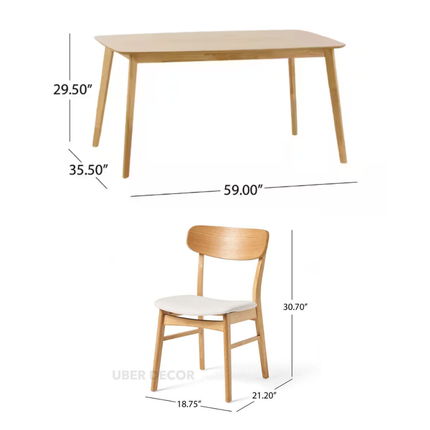 Trevara Fern Mid-Century Modern Wooden Dining Table for Kitchen Dining Area