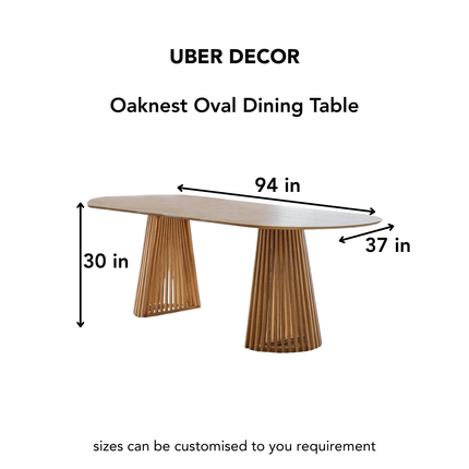 Oaknest Oval Dining Table Modern Solid Wood Dining Table Mid Century Modern Scandinavian Design for Dining Room Kitchen Dining Area