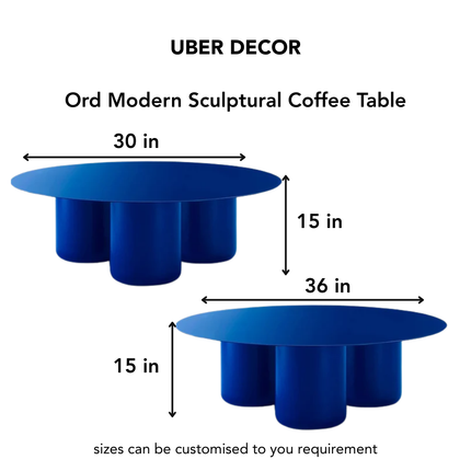 Ord Modern Sculptural Cobalt Round Minimalist Center Table Solid Wood with HDHMR Table Top and PU Finish for Living Room