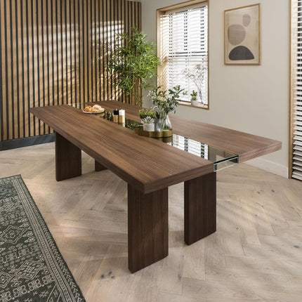 Norwood Rectangular Dining Table Contemporary Mid Century Design Solid Wood Base for Dining Room and Formal Dining Hall