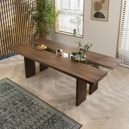 Norwood Rectangular Dining Table Contemporary Mid Century Design Solid Wood Base for Dining Room and Formal Dining Hall