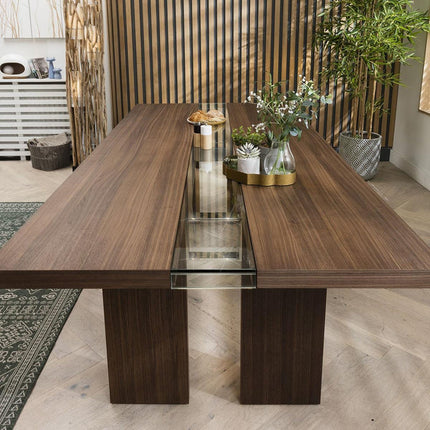 Norwood Rectangular Dining Table Contemporary Mid Century Design Solid Wood Base for Dining Room and Formal Dining Hall