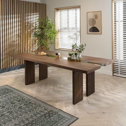 Norwood Rectangular Dining Table Contemporary Mid Century Design Solid Wood Base for Dining Room and Formal Dining Hall