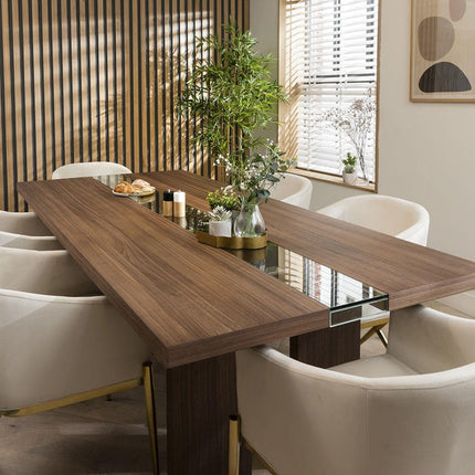 Norwood Rectangular Dining Table Contemporary Mid Century Design Solid Wood Base for Dining Room and Formal Dining Hall