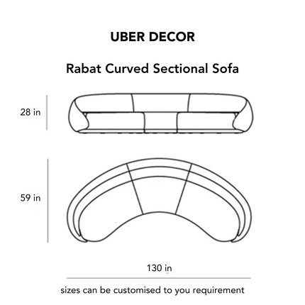 Rabat Curved Sectional Sofa Modern Japandi Luxury Sofa Customizable Made-to-Order Living Room Couch