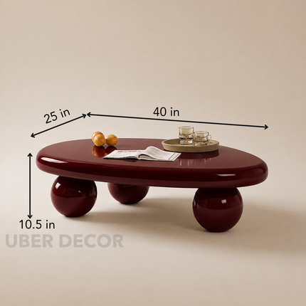 Rhine Lucido Coffee Table – Ready to Ship Burgundy High Gloss Postmodern Center Table