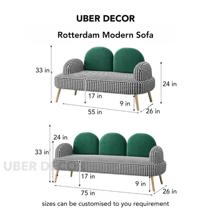 Rotterdam Modern Sofa Contemporary Houndstooth & Soft Backrest Couch for Living Room