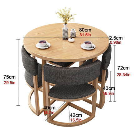 Nordica Compact Round Dining Set – Scandinavian Solid Wood with Custom Upholstery for Kitchen or Small Dining Room - Uber Decor