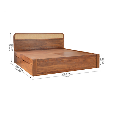 TeakCrest Modern Rattan Storage Platform Customisable Bed for Guest Rooms - Uber Decor