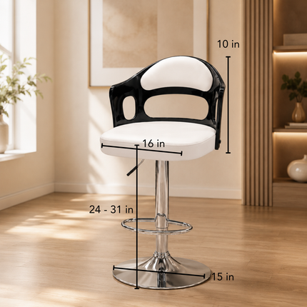 Belluno Modern Bar Stool with Hydraulic Lift for Kitchen Island and Home Bar Seating Mid Century Contemporary Counter Chair