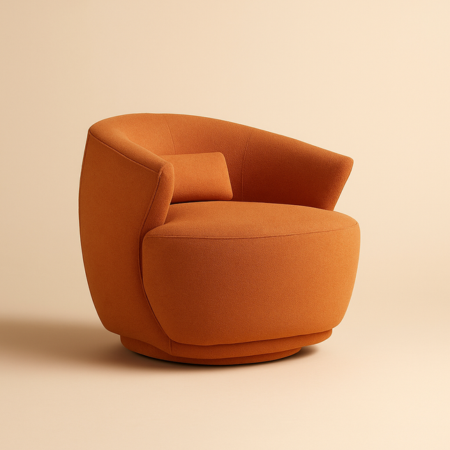 Zerina- Modern Comfort Wide Base Upholstered 360 Revolving Swivel Barrel Chair with Lumbar Pillow - Uber Decor