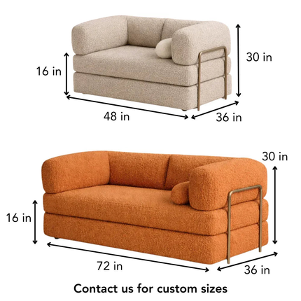 The Teddy Block Sofa- 5-in-1 Modern Adjustable Sofa Cum Bed for Guest Room, Kids Room, Bedroom or Living Room- Custom Fabric and Size
