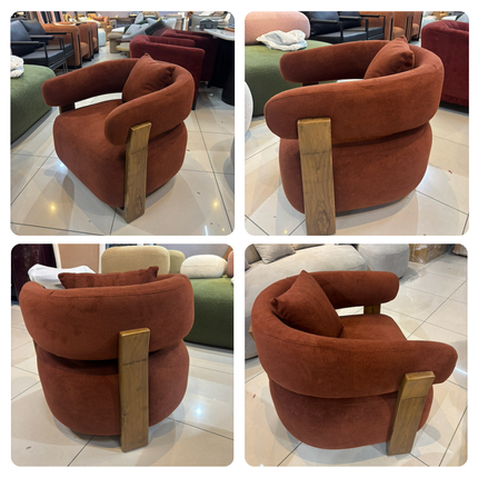 Tranquil Arc Living Room Chair Mid Century Modern American Inspired Solid Wood Frame Fixed Base Contemporary Chair Lounge and Bedroom