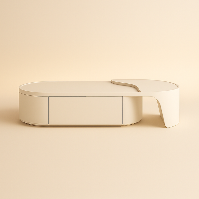Ovara Loop – Modern Coffee Table, Nordic Inspired Storage Center Table with Rounded Edge Design TV Unit - Uber Decor