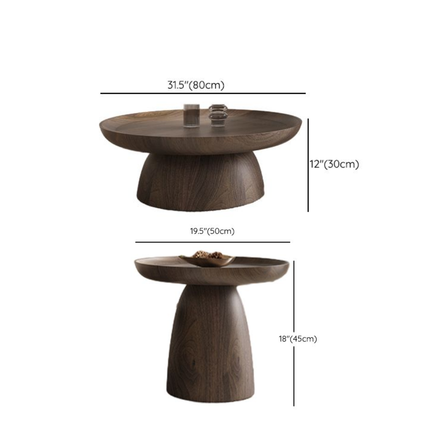 Kotto solid wood round coffee table with tray top pedestal base Japandi Scandinavian design for lounge space and calm interiors